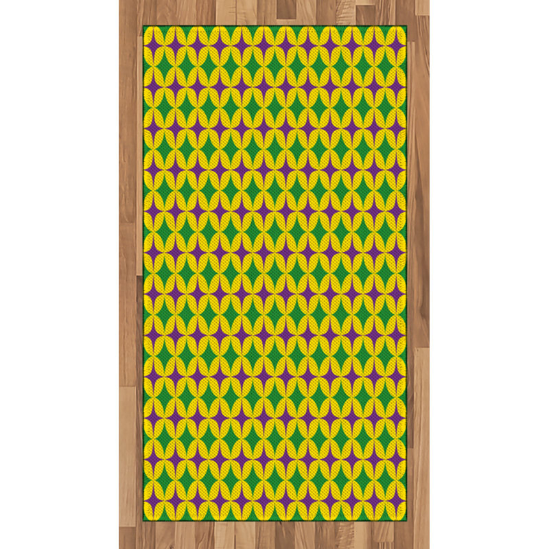 Tapis décoratif en fibres de polyester à haute densité Mardi Gras, Rectangle 2 pi 7 po x 5 pi