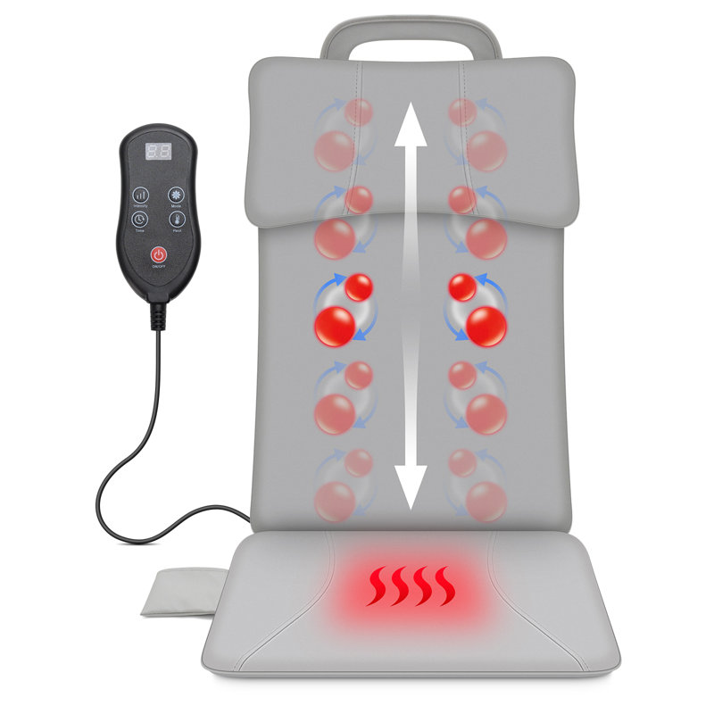 Coussin de massage du dos avec nœuds de shiatsu guidés sur rail - Masseur portatif pour le dos complet pour les épaules - Coussin de massage ergonomique avec siège chauffant - Tapis de massage à faible bruit pour le bureau à domicile