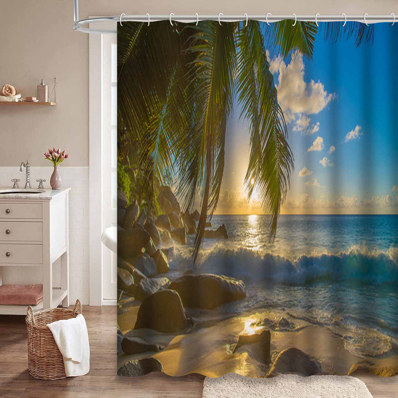 Rideau de douche Bright Sunset Sandy, L 72 po x l 84 po