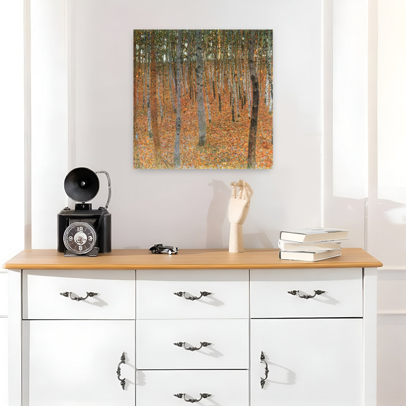 «Forest of Beech Trees», reproduction d'art classique de forêt rustique traditionnelle de bouleau d'automne