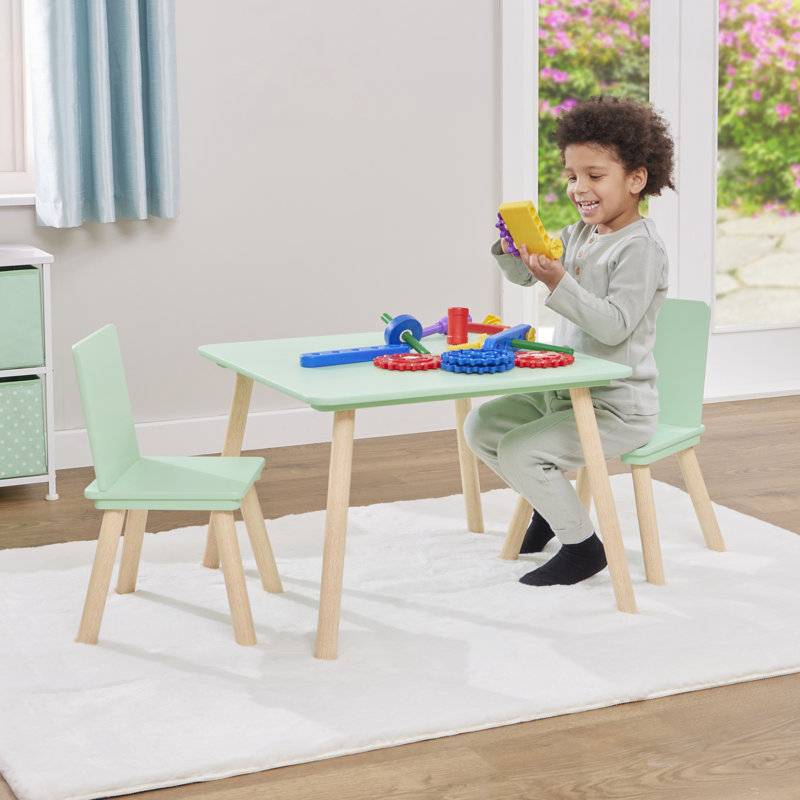 Kids Table and Two Chairs Set, Green