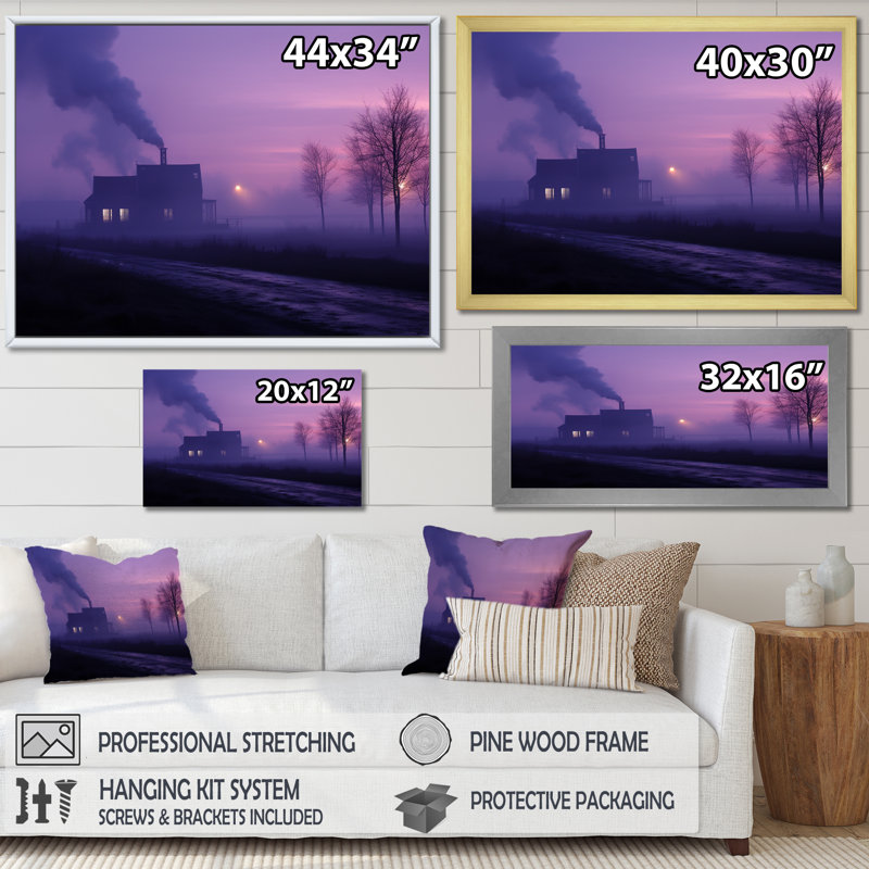 «Violet Veil Industrial I», reproduction sur toile, Cadre flottant noir, H 16 po x l 32 po x P 1 po
