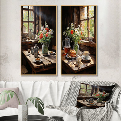 «Rustic Morning» - ensemble de 2 impressions sur toile déjeuner