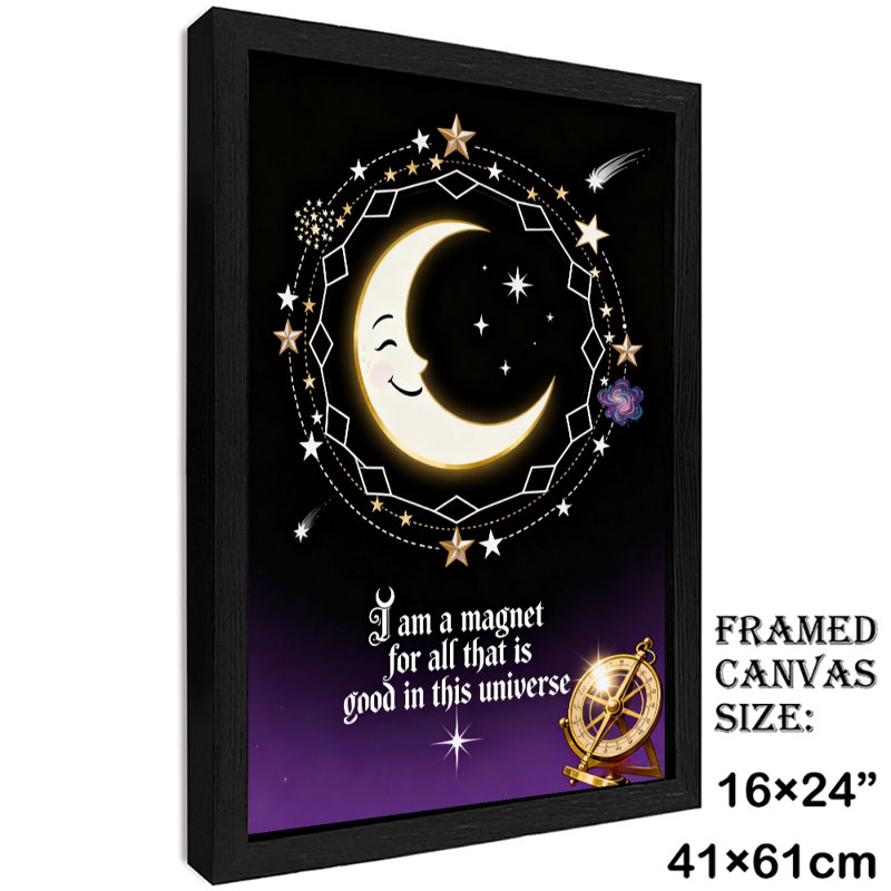 Black Framed Vintage I am a magnet for all that is good in this universe Wall Art Retro Style Framed Prints, 25" H x 17" W