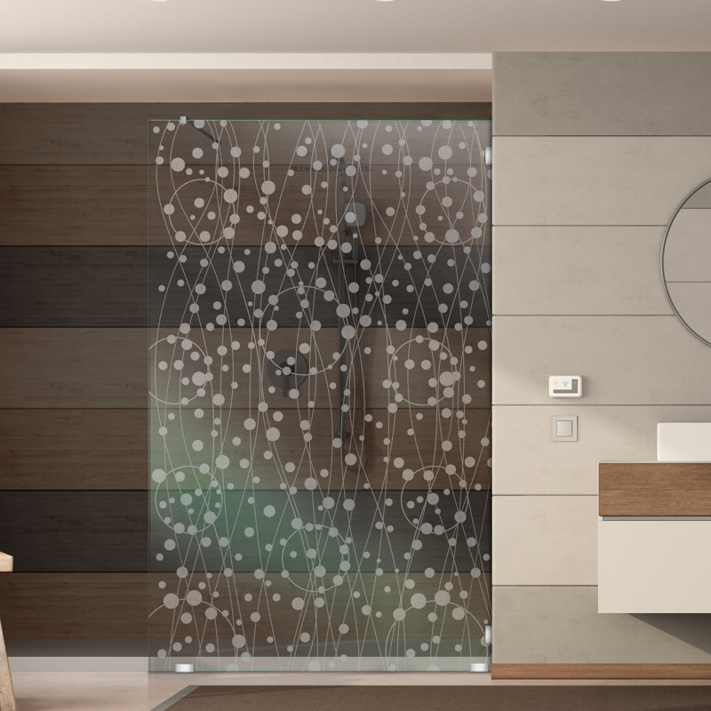 Écran de douche en verre trempé sans cadre avec effet givré permanent l 33-1 / 2 po x H 75 po, Gauche, Non privé