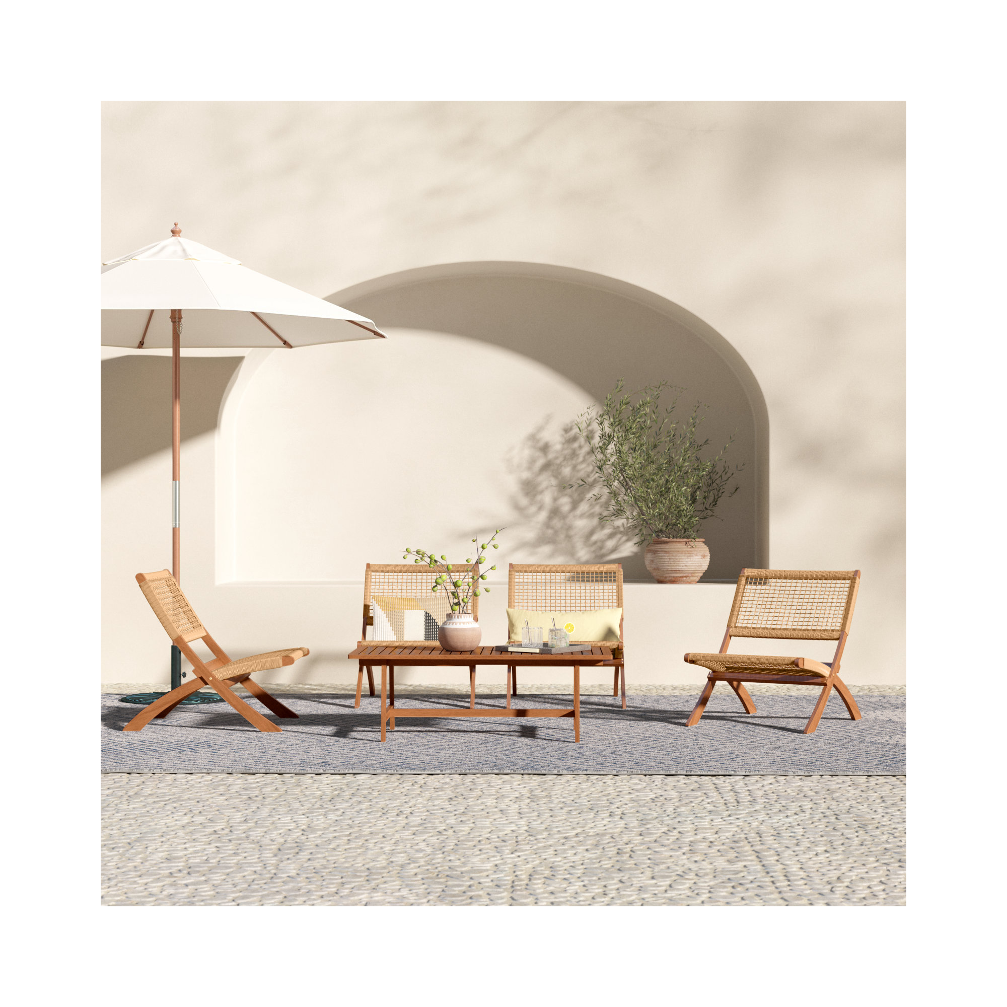 Kismet 5-Piece Armless Chairs Seating Group, Natural