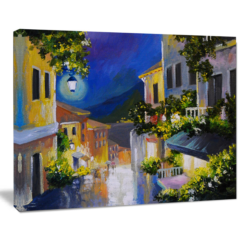 Paysage nocturne près de la mer - reproduction sur toile tendue, H 20 po x l 20 po x P 1 po