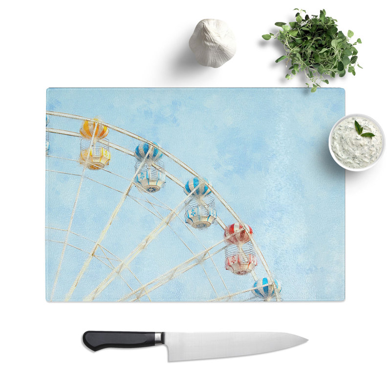 Tempered Glass Pretty Ferris Wheel Chopping Board, 28.5 cm x 39 cm