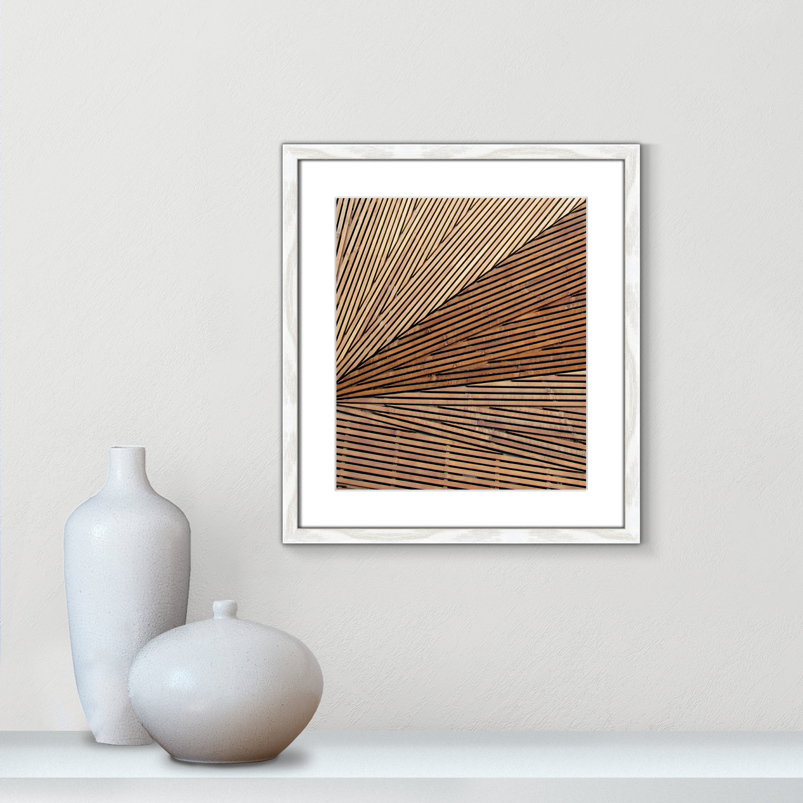 Fayette "Geometric Wood Panel 1" Print, 15" H x 13" W x 0.75" D, White Wood Grain