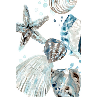 " Cerulean Seashells II " by June Erica Vess Painting Print