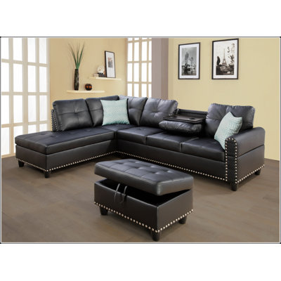 Canapé modulaire en similicuir avec repose-pieds Irine
