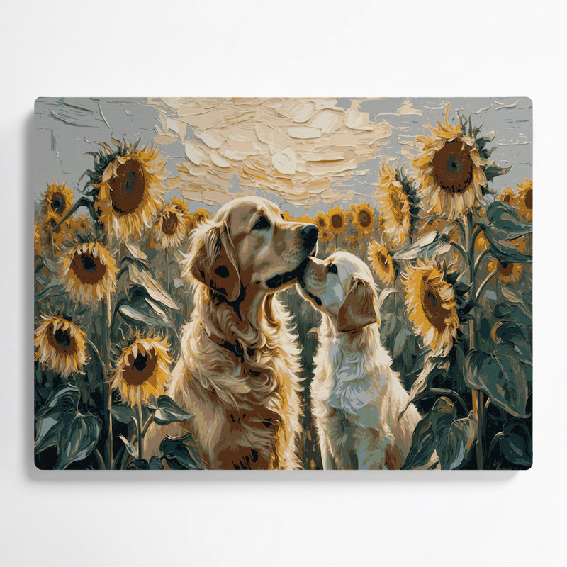 Chiens Golden Retriever, art mural en métal brun, H 11 po x l 14 po
