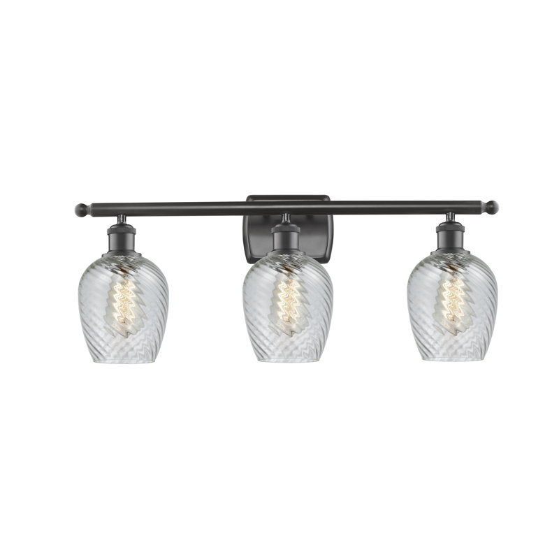 Éclairage pour salle de bain à intensité variable 3 lumières Lyman, Motif cannelé transparent, Ampoule DEL 6 watts Vinage