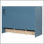 Grand lit escamotable mural avec tiroir et un ensemble de prises et de ports USB, bleu marine-129230889