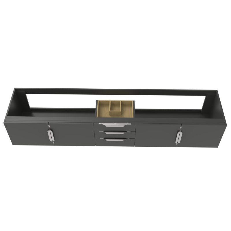  Base de meuble-lavabo double 84 po Alpine, Noir / Nickel brossé