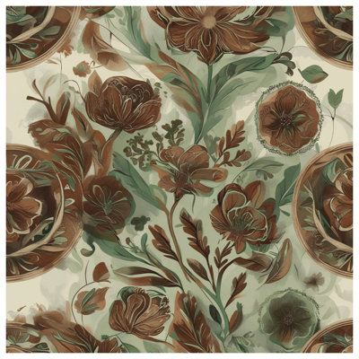 Brown  Floral Illustration Bedding Floral Bedspread Art