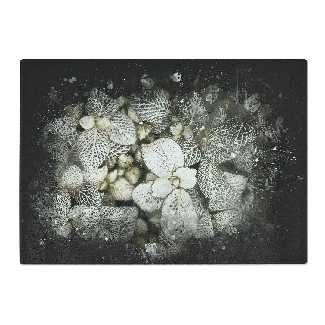 Tempered Glass Plant Leaves Abstract Chopping Board