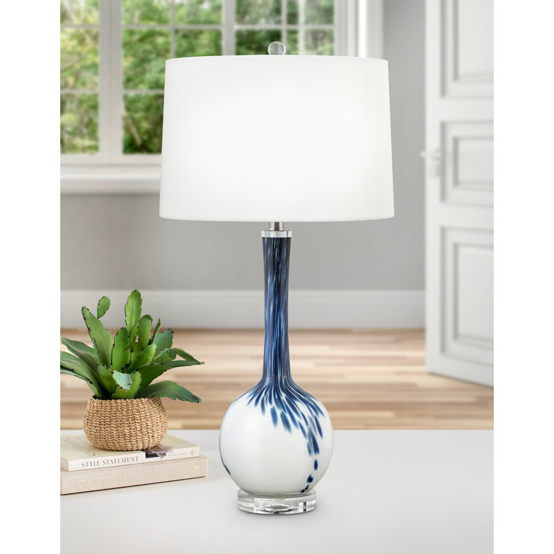 Lampe de table en verre bleu et blanc San Remo 30 po