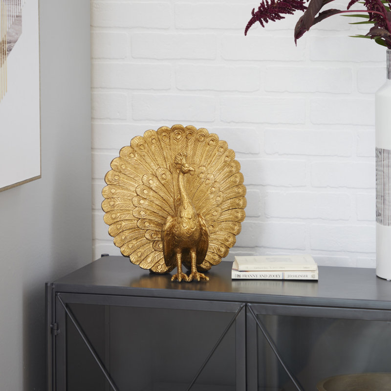 Sculpture paon faite main en polystone