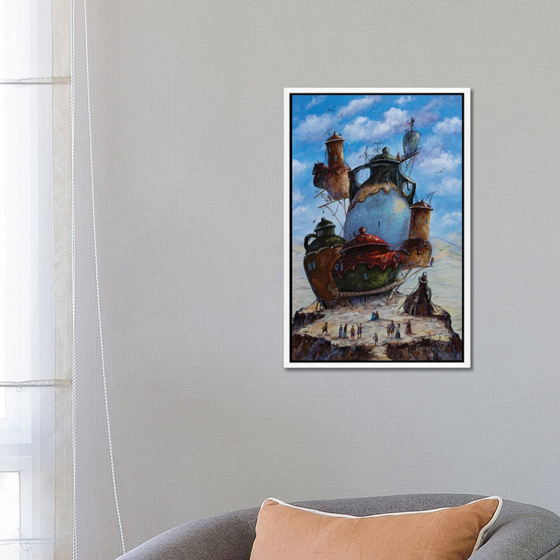 In The City Of Pitchers by Natalia Grinchenko - Gallery-Wrapped Canvas Giclée on Canvas, White Framed