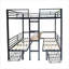 Structure de lit double transformable, fabrication en acier noir, lit mezzanine convertible en lit superposé avec ensemble de table sous le lit