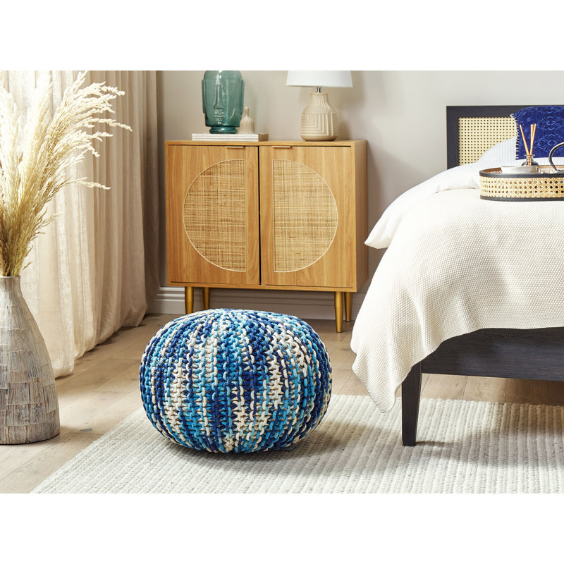 Maxville 50cm Wide Round Abstract Pouffe Ottoman
