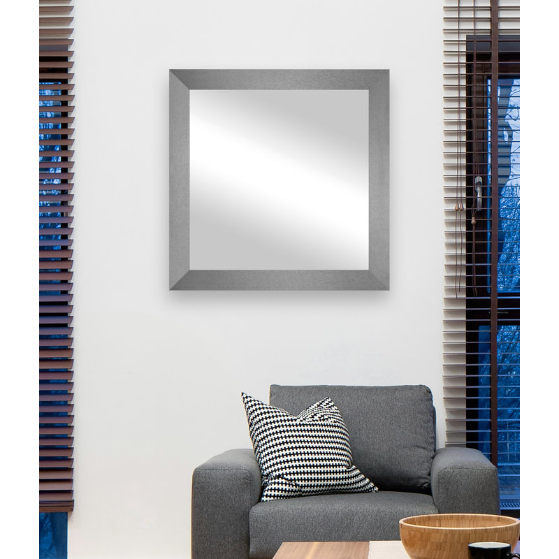 Dematteo Solid Wood Flat Wall Mirror, 17.5" H x 17.5" W