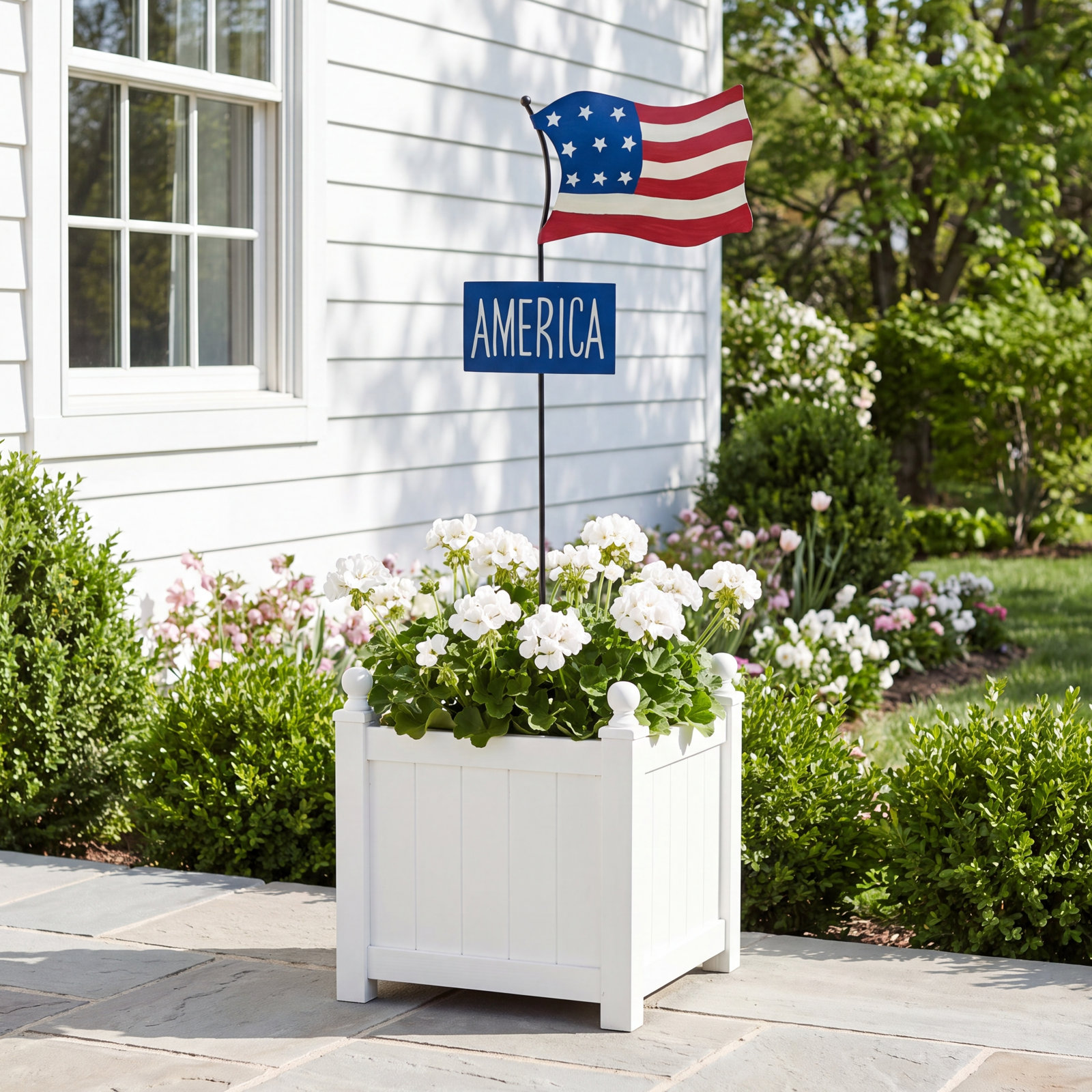 18" Metal Americana Flag Garden Stake