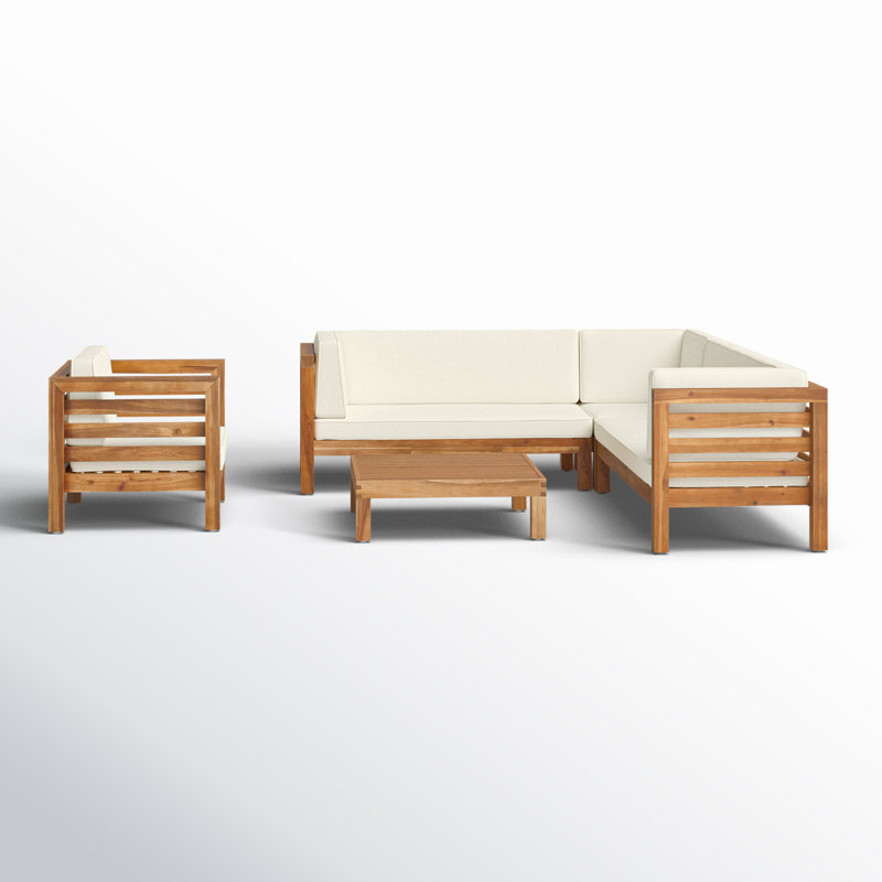 Ensemble de conversation modulaire avec coussins 5 pièces Maher, Beige