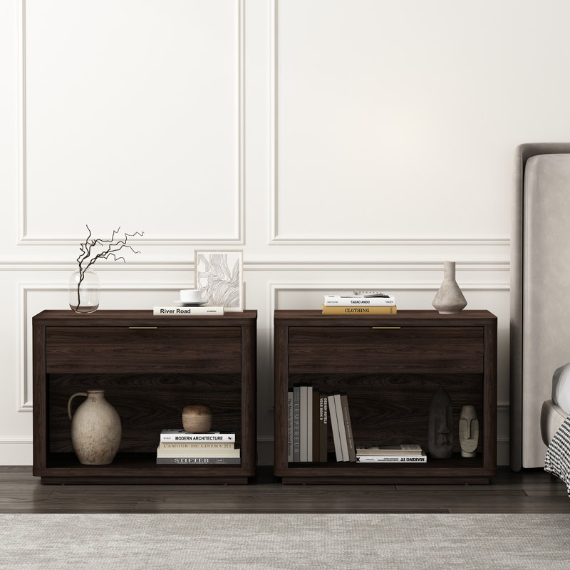 Ringwald 32 Nightstand 2.0 with Full Extension Drawers, Brown, Individual