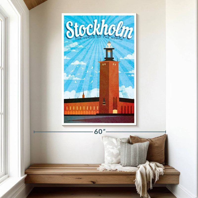 Affiche rétro de Stockholm, Stockholm, H 51 po x l 34 po