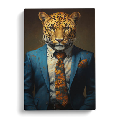 Leopard In A Suit Painting - No Frame Print