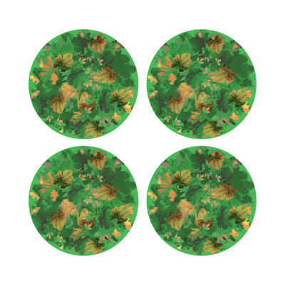 Fallen Leaves Vegan Leather Round Pebble Placemat