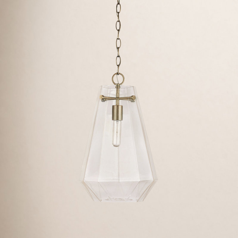 1 - Light Single Pendant, Aged Brass