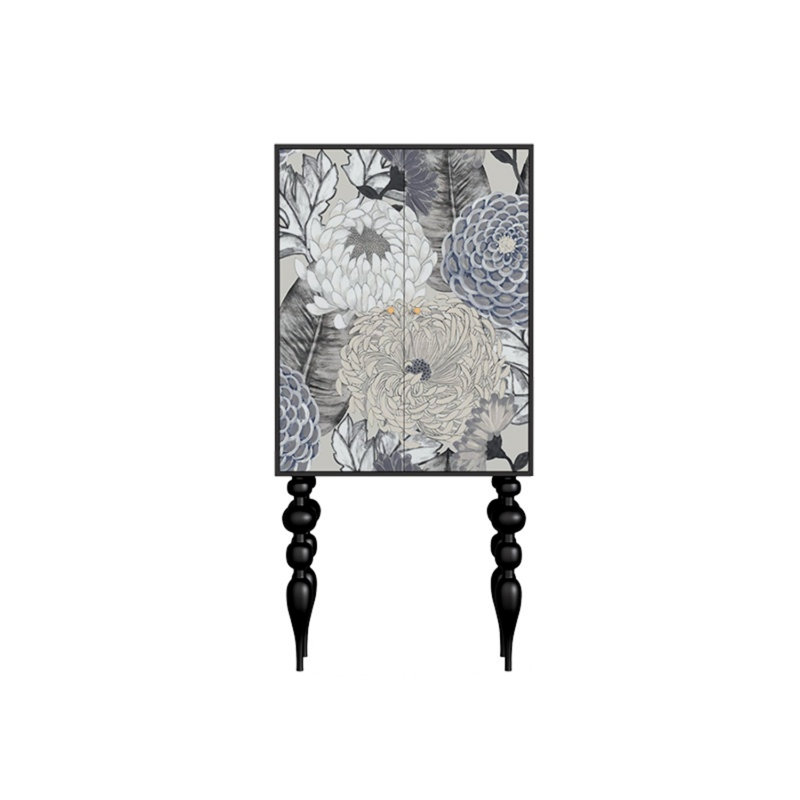 Armoire moderne à double porte minimaliste, Noir/Blanc cassé