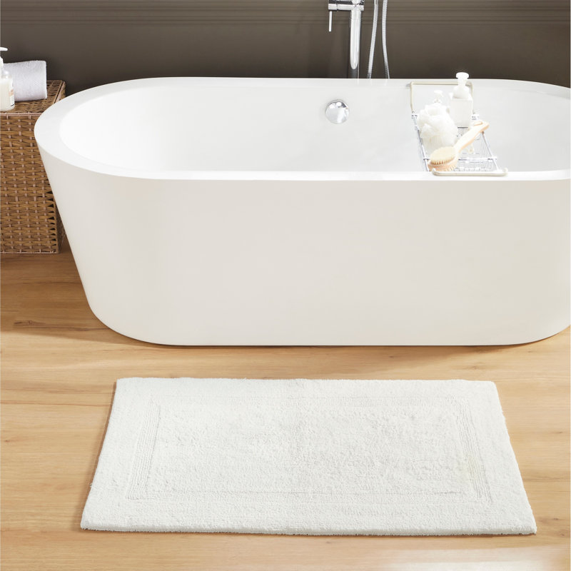 Rozanne Reversible Cotton Bath Rug, Ivory, 24" x 40" Rectangle