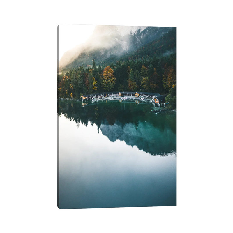 Morning By the Boathouse 1 Piece Wrapped Canvas Wall Art, 20.32 cm H x 30.48 cm W
