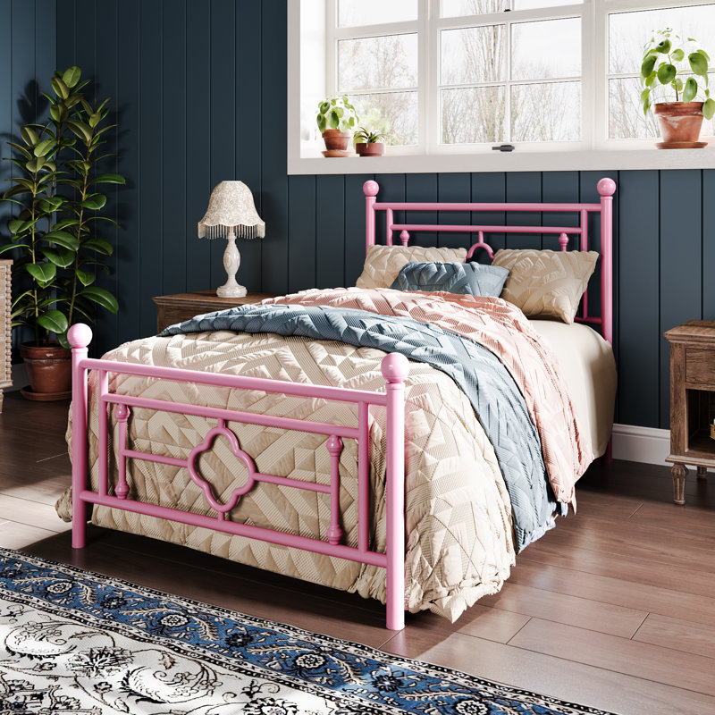 Erberto Platform Bed, Twin, Pink