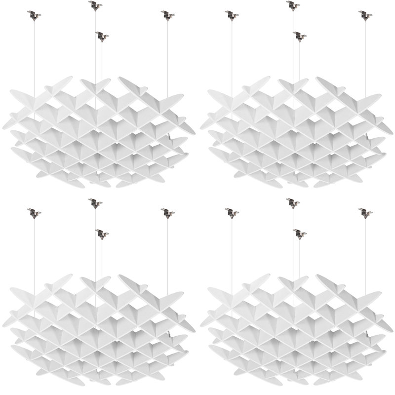 Panneau acoustique gaufré pour plafond VIVO, ensemble de 4, Blanc