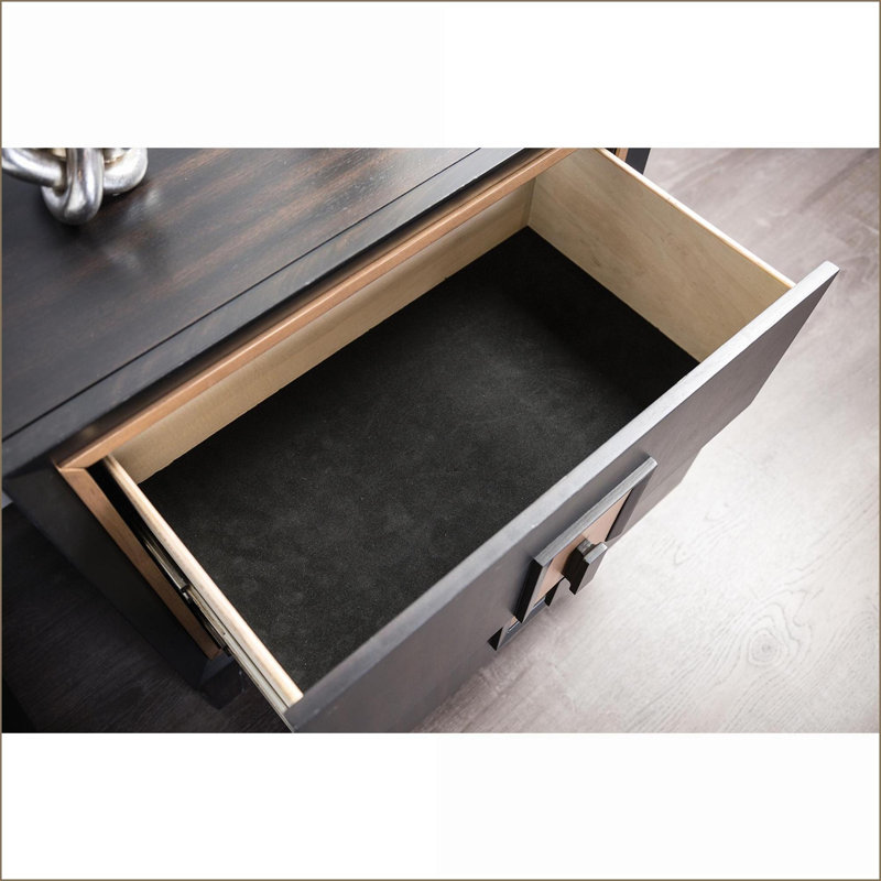 Table de chevet moderne espresso avec garniture dorée Poignée en bois
