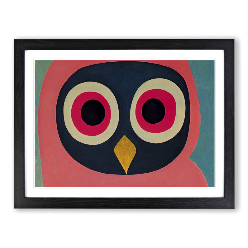 Bold Abstract Owl Vol.2 - Single Picture Frame Print, 46cm H x 64cm W x 2cm D, Black Framed
