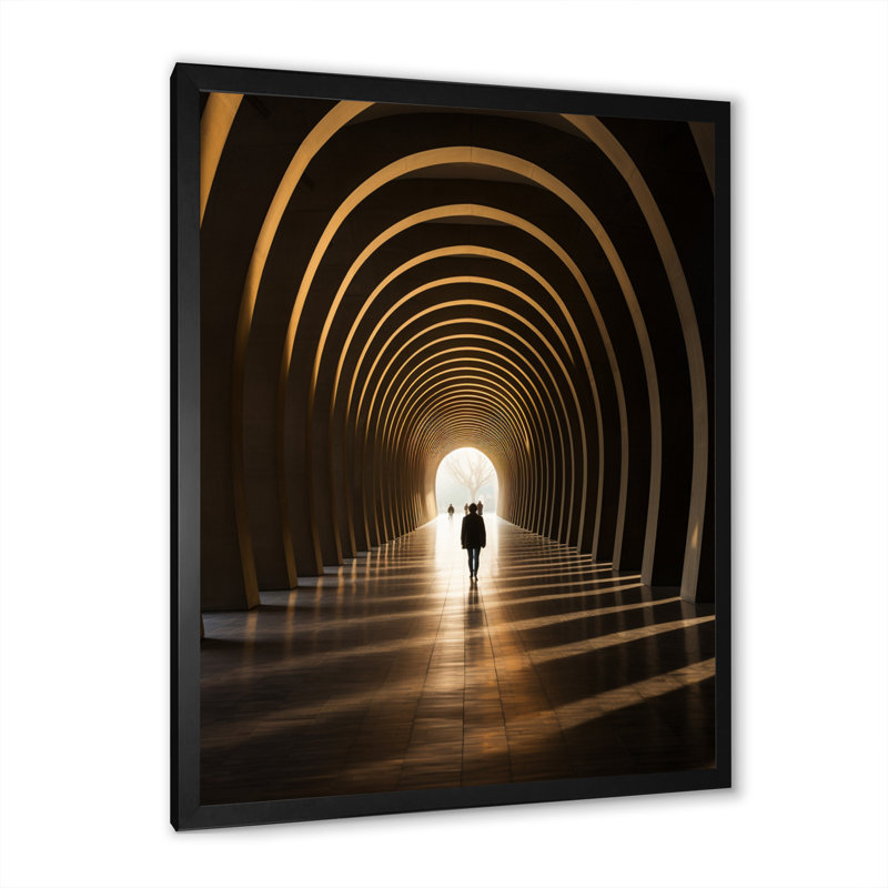 Beige Tunnel Timeless Classic Passage sur toile, Cadre simple noir, H 32 po x l 24 po x P 1 po