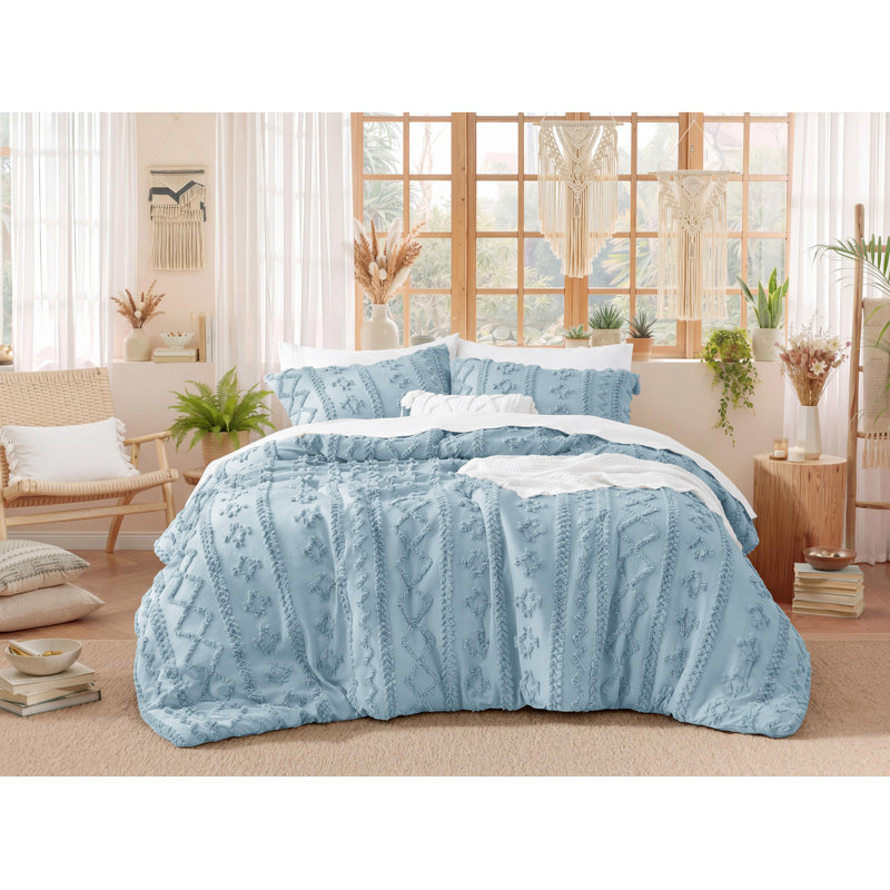 Ensemble d'édredon en microfibre toutes saisons, Édredon pour grand lit + 2 taies décoratives, Dusty Blue