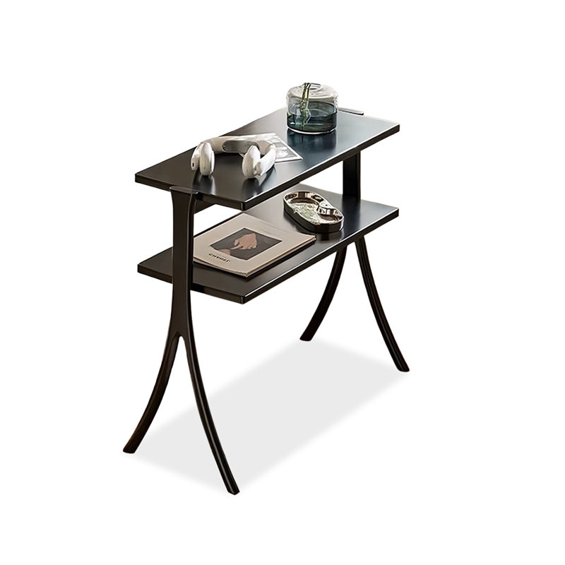Black Solid Wood Rectangular Console Table, Black