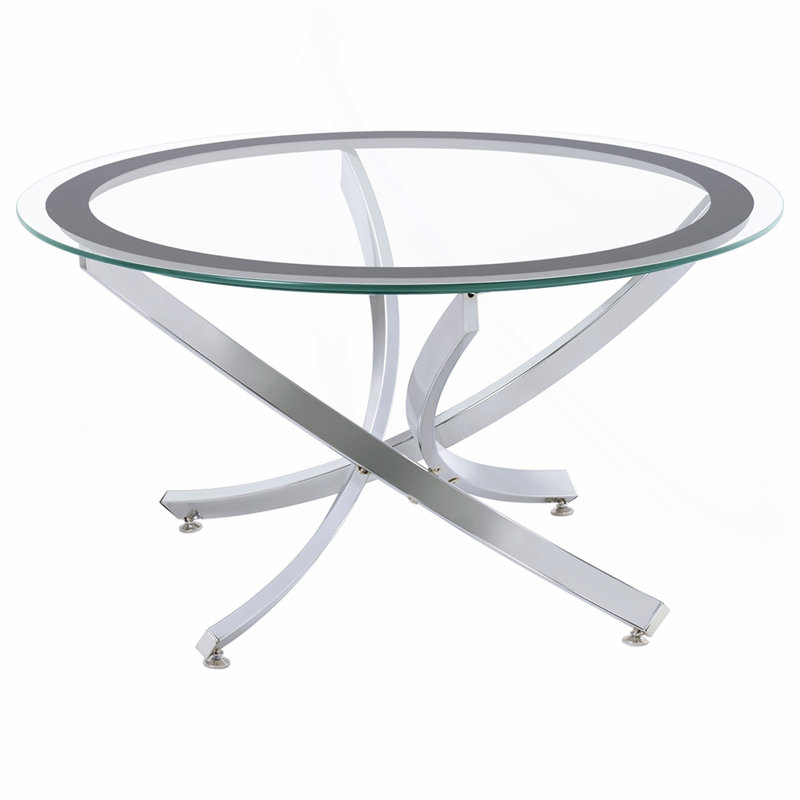 Table basse chromée, 20" H x 35.5" W x 35.5" D
