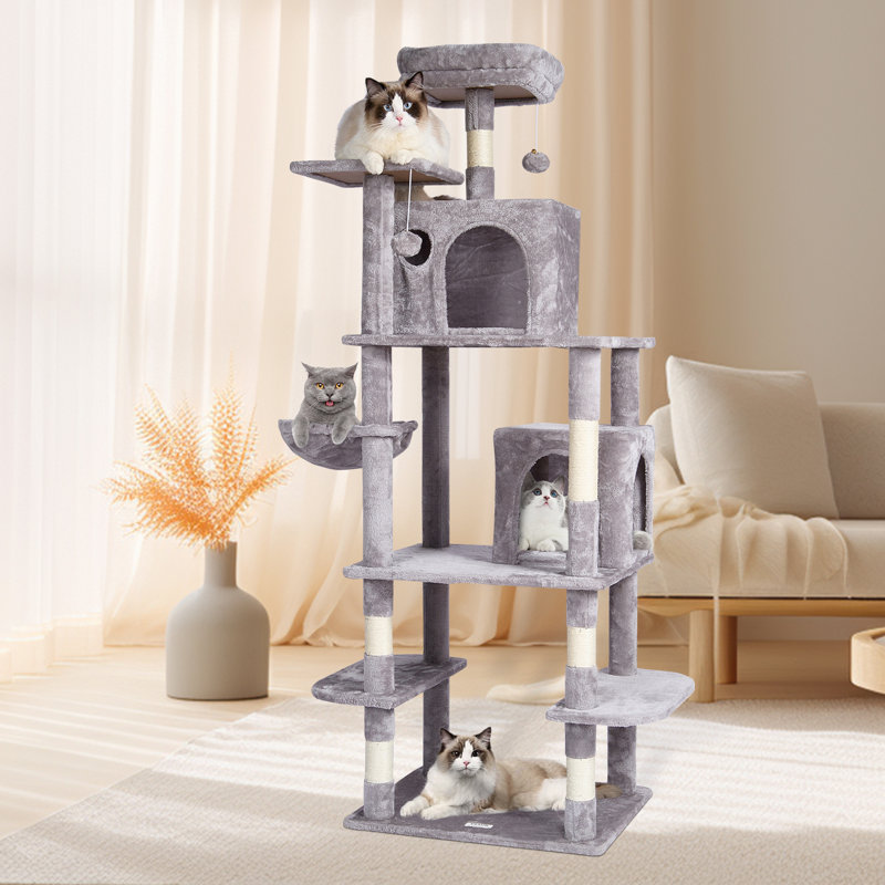 172.7cm H Cat Tree, Light Grey