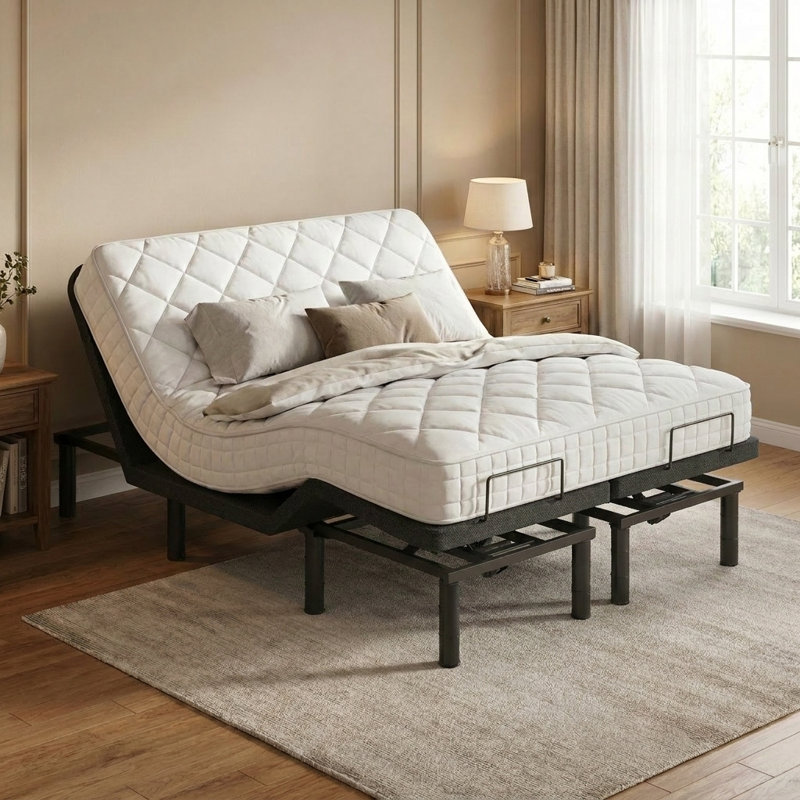 Boltz Zero Gravity Adjustable Bed Frame with Head & Foot Lift & Wired Remote, Split King