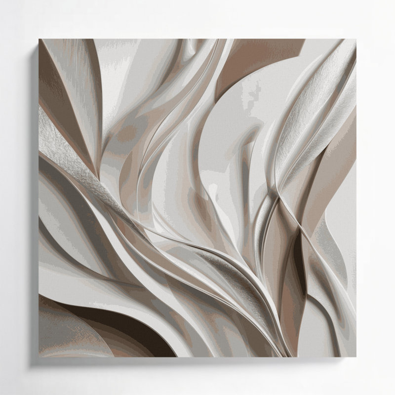 Art abstrait sur toile grise 65 formes abstraites, H 16 po x l 16 po