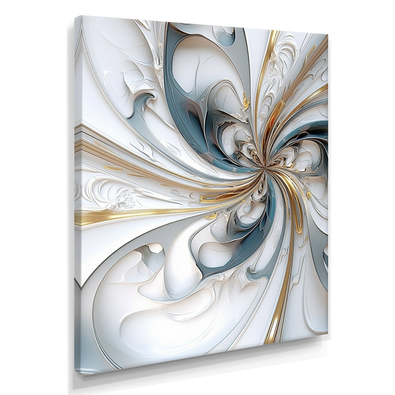 Euphoria Spiral White Light Eruption - Spiral Abstract Wall Art Living Room, Toile tendue, H 32 po x l 16 po x P 1 po