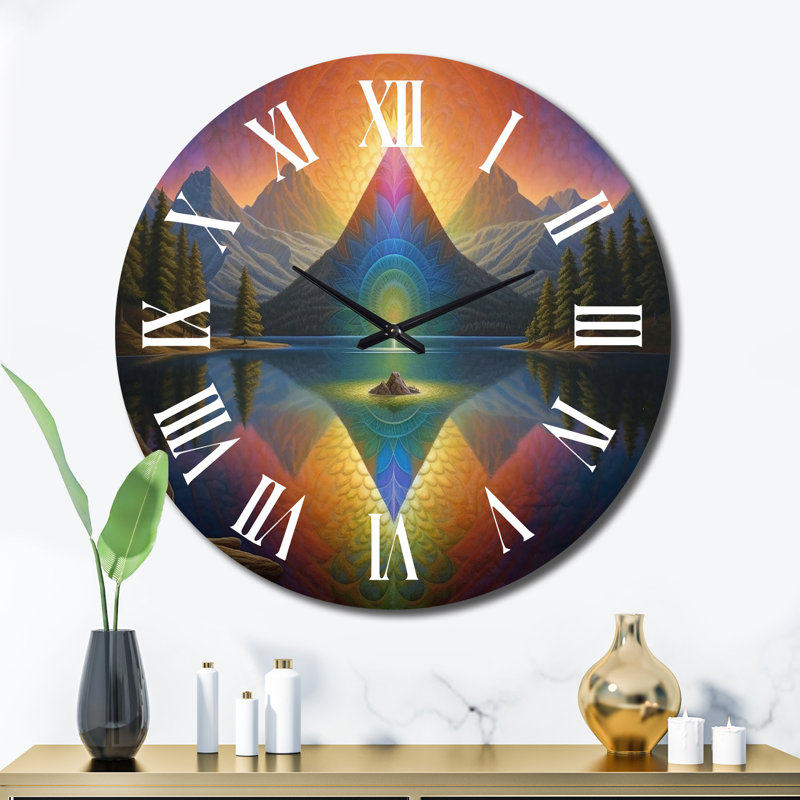 Horloge murale en métal Consciousness Of The Mountains Rainbow II, Très grand
